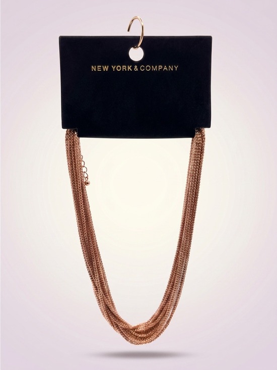 New York & Company Jewelry - New York & Company Rose Gold Multi Strand Chain Necklace NWT